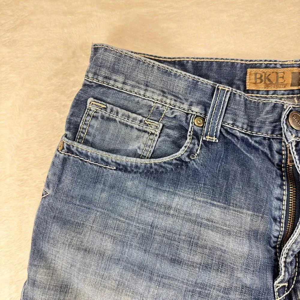 BKE Seth Denim Shorts Mens 36 Blue Jean Relaxed Fit Cut Off Hemmed Cotton